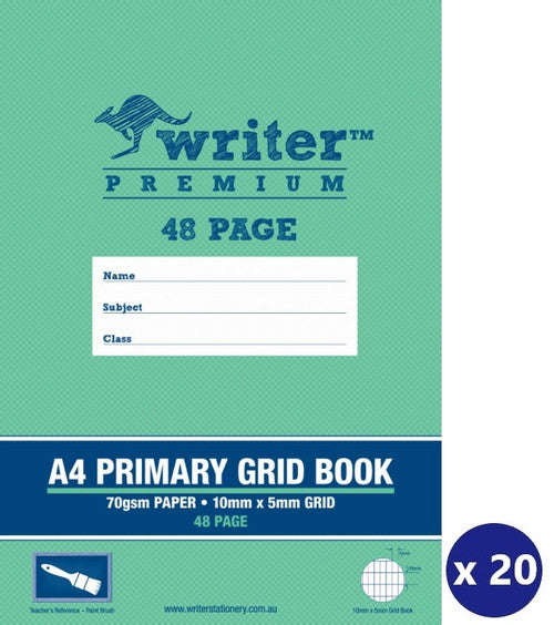 Writer Premium Primary Grid Book A4 48 Page 10x5mm Paint Brush Cover Pack 20 — front cover