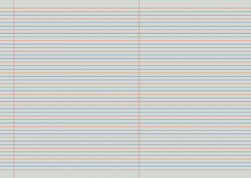 Writer Premium Exercise Book A4 48 Page QLD Year 2 Ruled Red Margin Police Car Cover Pack 20 — open pages showing QLD Year 2 ruling