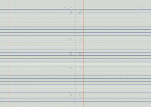 Writer Premium Binder Book A4 96 Page 8mm Ruled Red Margin Trumpet Cover Pack 10 — open pages showing ruling