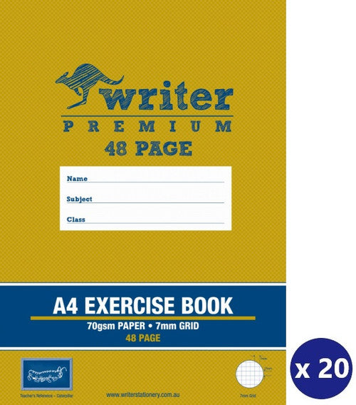 Writer Premium Grid Book A4 48 Page 7mm Caterpillar Cover Pack 20 — front cover