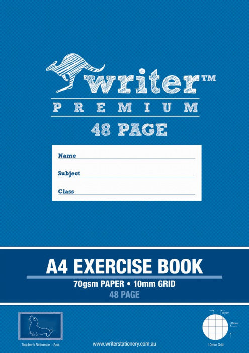 Writer Premium Grid Book A4 48 Page 10mm Seal Cover Pack 20 — front cover