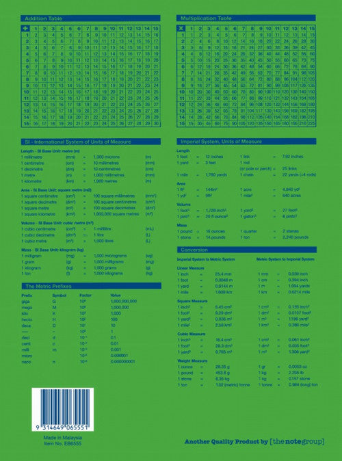 Writer Premium Playbook 330x240mm 64 Page Plain Plus 10mm Solid Ruled Pack 10 — rear view
