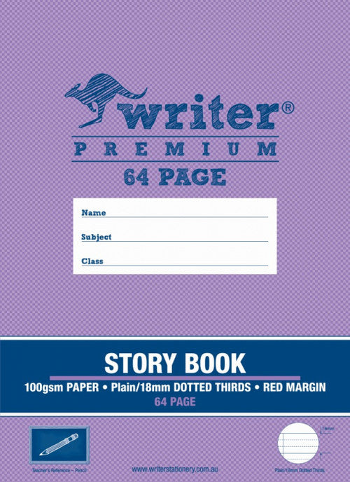 Writer Premium Story Book 330x240mm 64 Page Top Plain Bottom 18mm Dotted Thirds Pencil Cover Pack 10 — front cover
