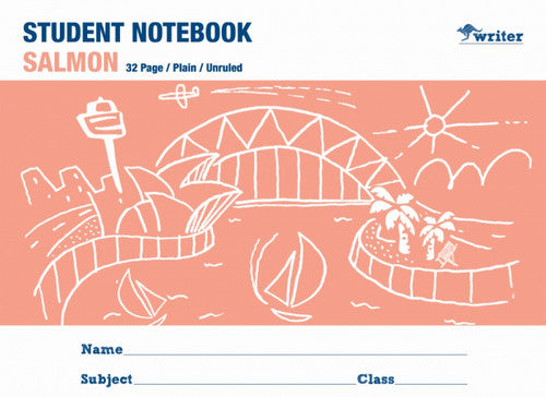 Writer Student Notebook 32 Page Plain Salmon Pack 20