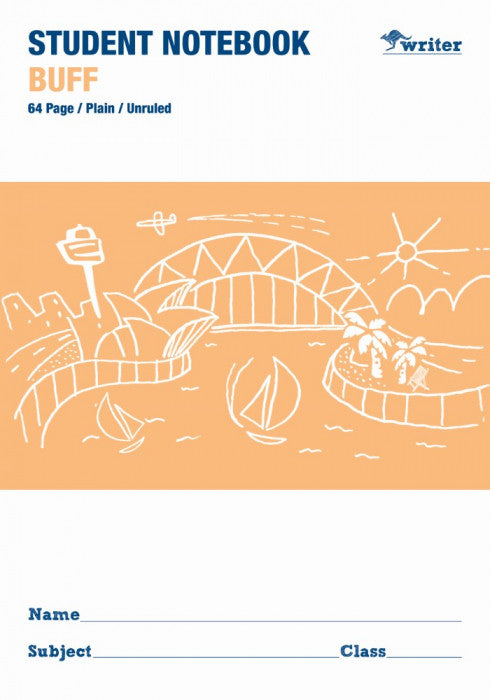Writer Student Notebook 64 Page Plain Buff Pack 20