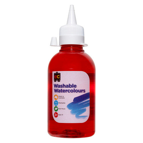 Educational Colours Washable Watercolour 250ml Red