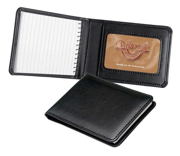 Waterville Faux Nappa Calfskin A7 Memo Pad Holder, Black. Memo Pad Holder from Waterville, shown on a plain white background.
