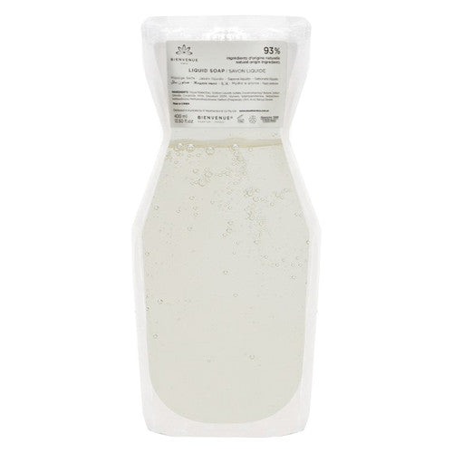 Bienvenue Liquid Soap Ecofill Pouch 400ml - carton of 18 pouches for hotel and hospitality guest amenity use