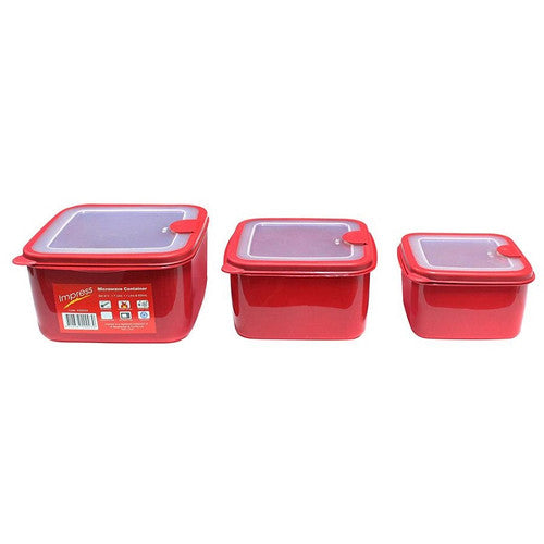 Weatherdon Connoisseur Microwave Container Set of 3 Red