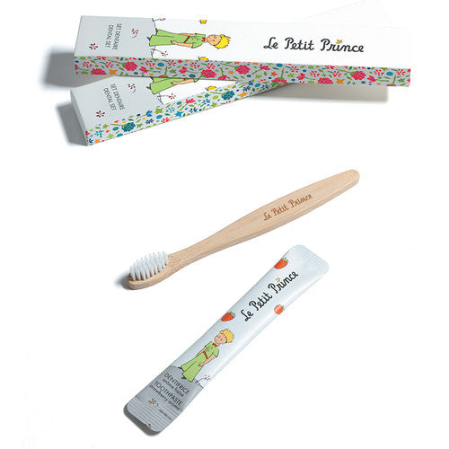 Little Petit Prince eco dental kit with bamboo toothbrush and paper-sachet toothpaste, carton of 50