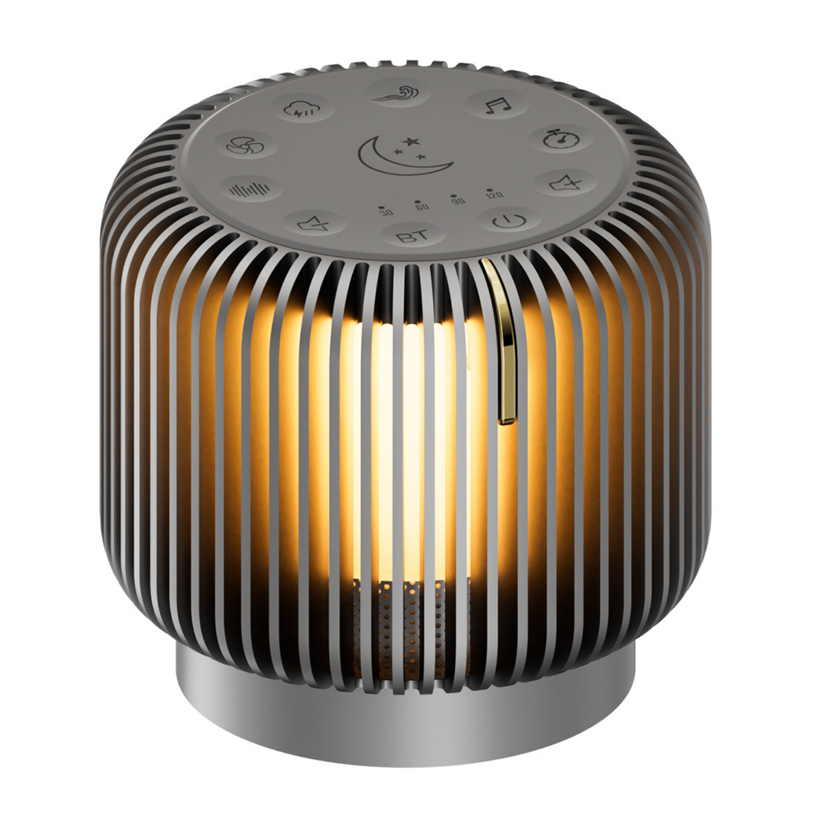 Grey cage-style Wellcare 3-in-1 Night Light glowing warm, shown on a plain white background