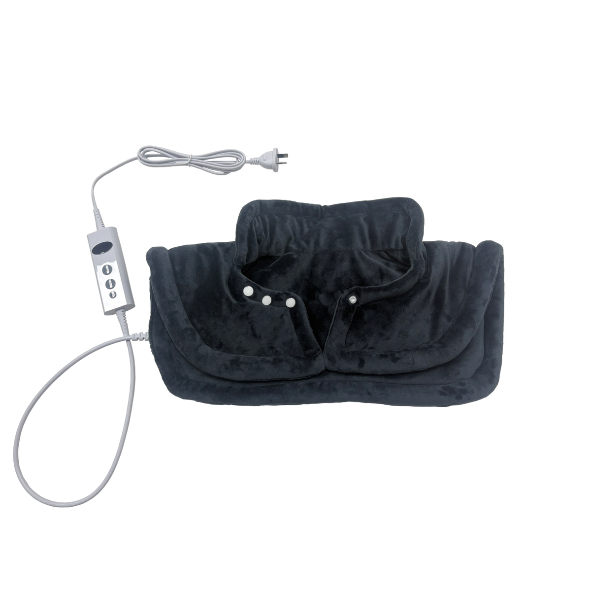 Wellcare heating pad shown from another angle with the corded digital controller, on a plain white background