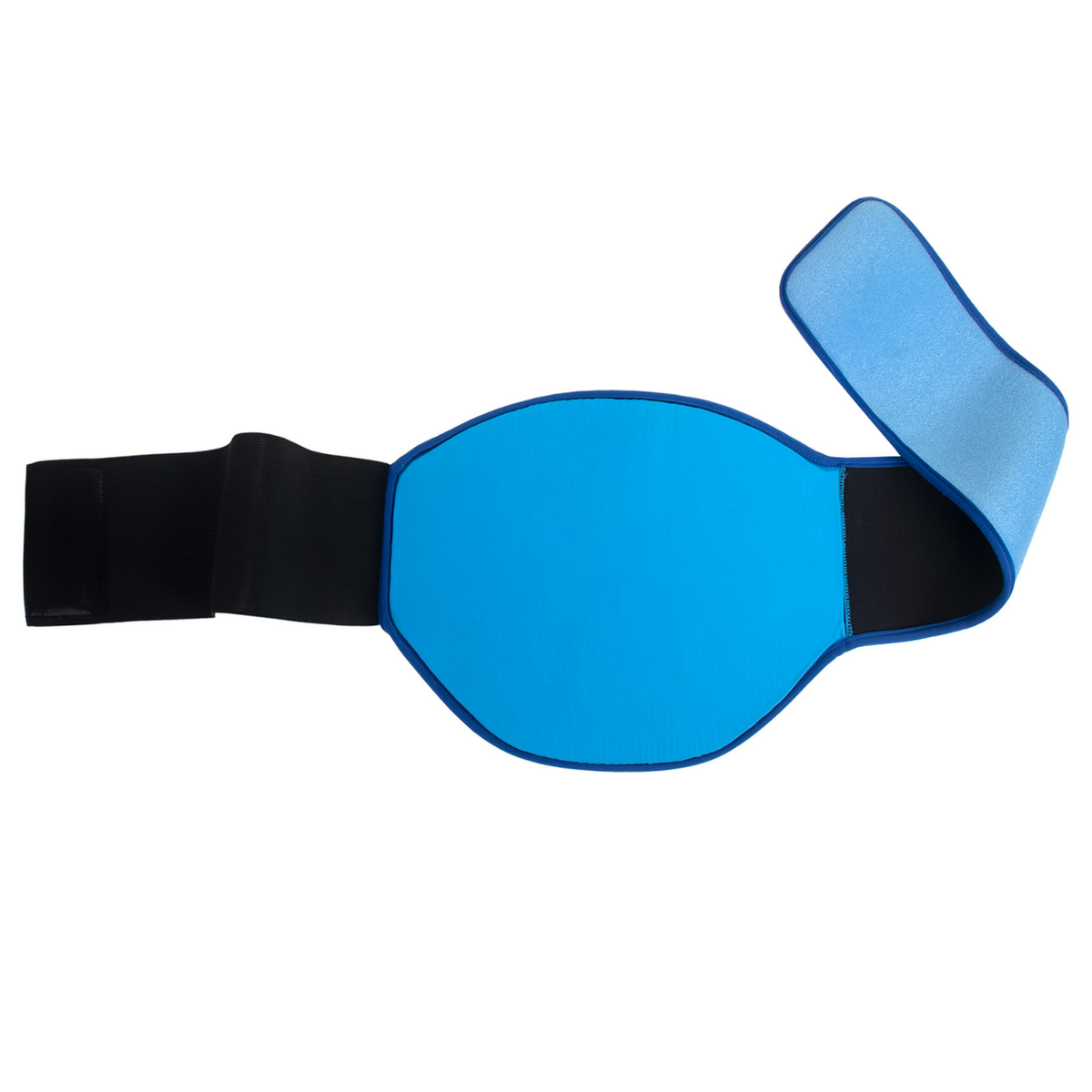 Front view of the blue Wellcare gel back wrap on a plain white background