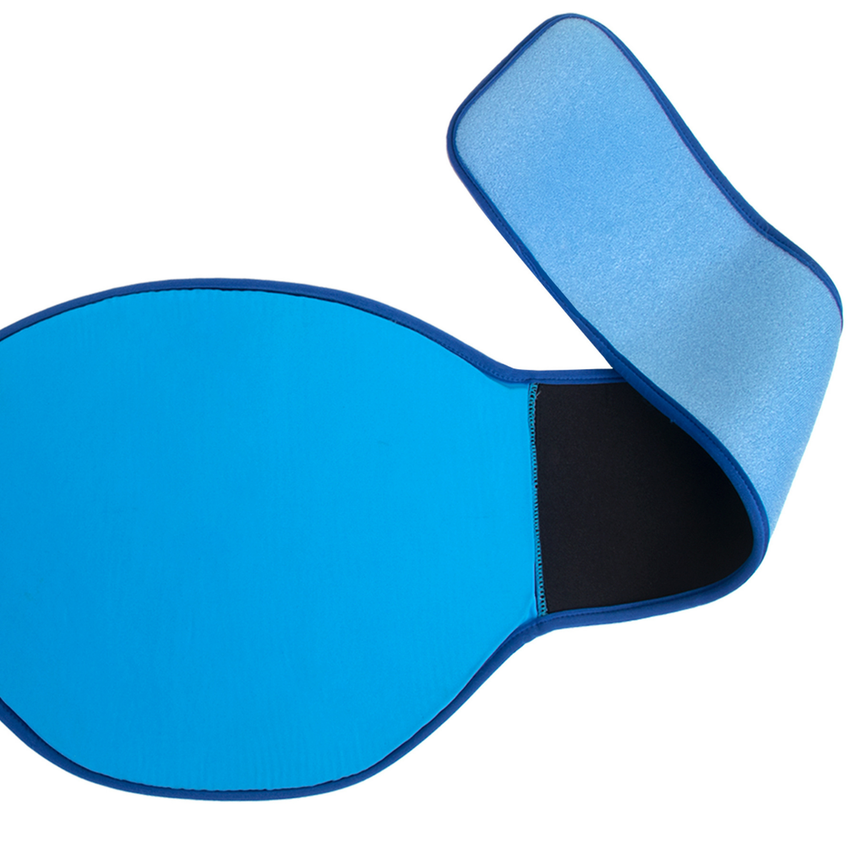 Close-up of the Wellcare gel back wrap showing the gel panel and strap, on a plain white background