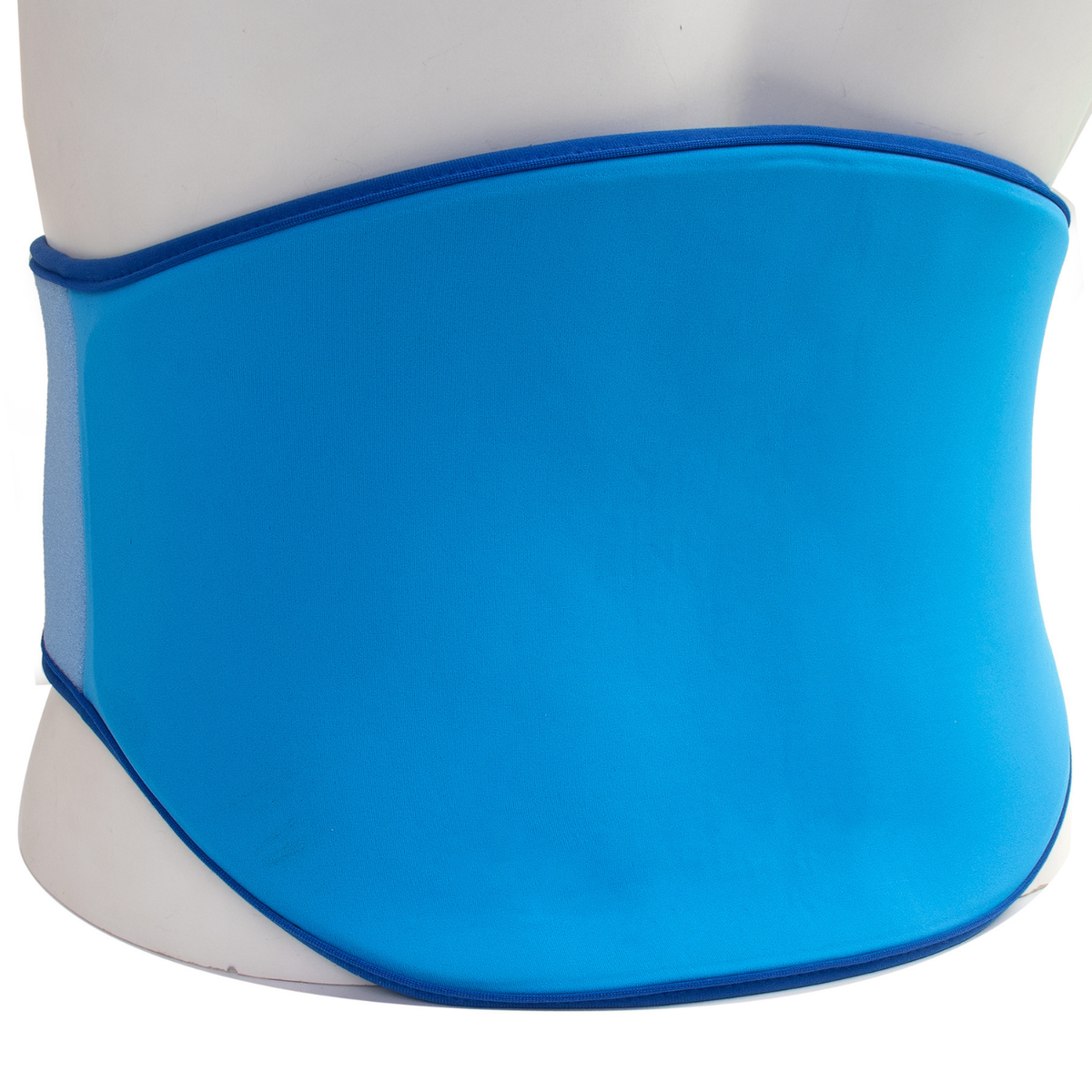Wellcare hot and cold gel back wrap fitted around a torso form, on a plain white background