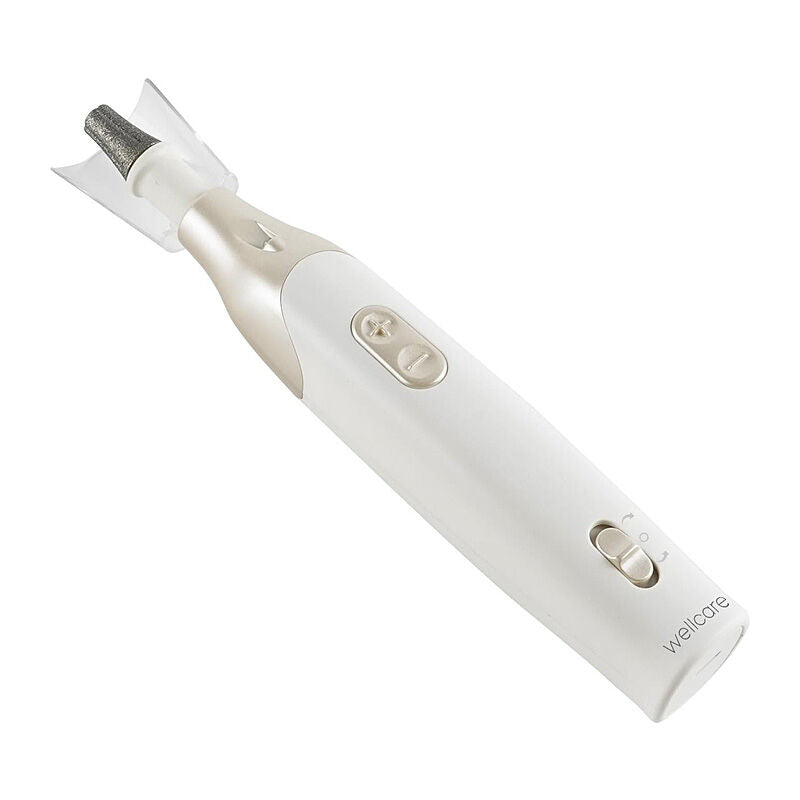 Wellcare manicure handpiece at an angle with the cap on and the wellcare logo visible, on a white background
