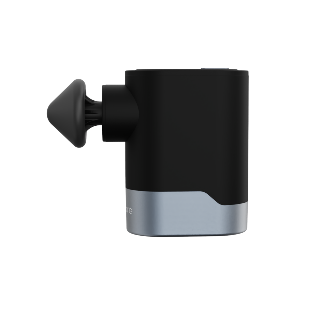 Side view of the black Wellcare Pocket Massage Gun on a plain white background
