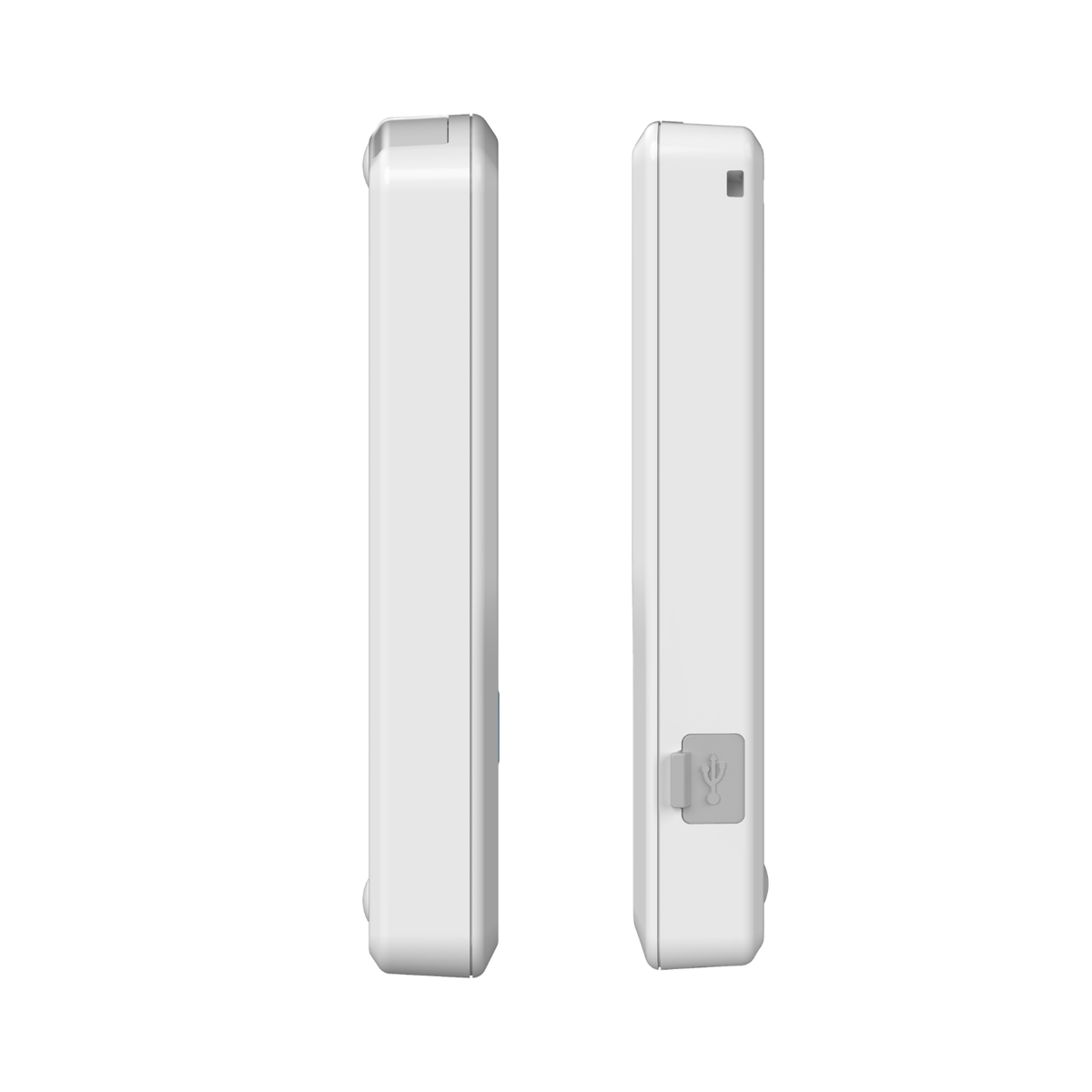 Side profiles of the slim Wellcare portable ECG monitor on a plain white background