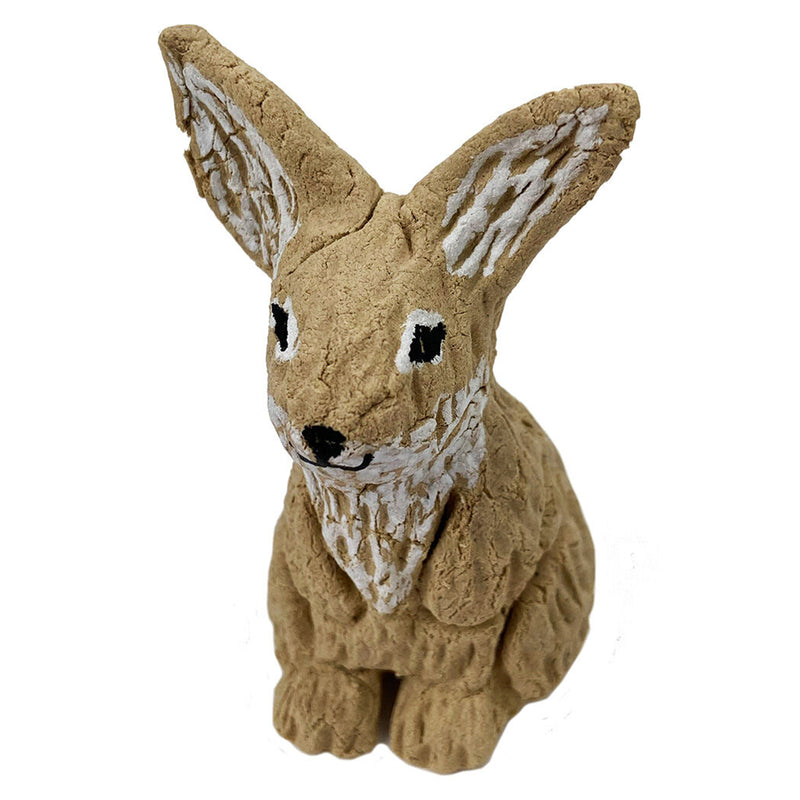 Close up of a rabbit sculpture created using Light Brown Wooden Clay. The detailed textured surface and natural earthy colouring demonstrate the clay's realistic handcrafted finish and sculpting capabilities.