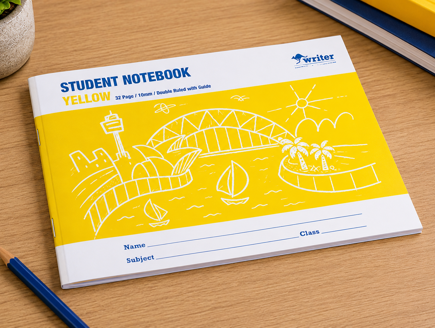 Writer Student Notebook 10mm Ruled Guide Yellow Pack 20