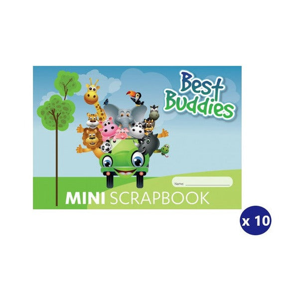 Earlier store photo of the Writer Best Buddies mini scrap book cover with a pack of 10 badge in the lower right corner