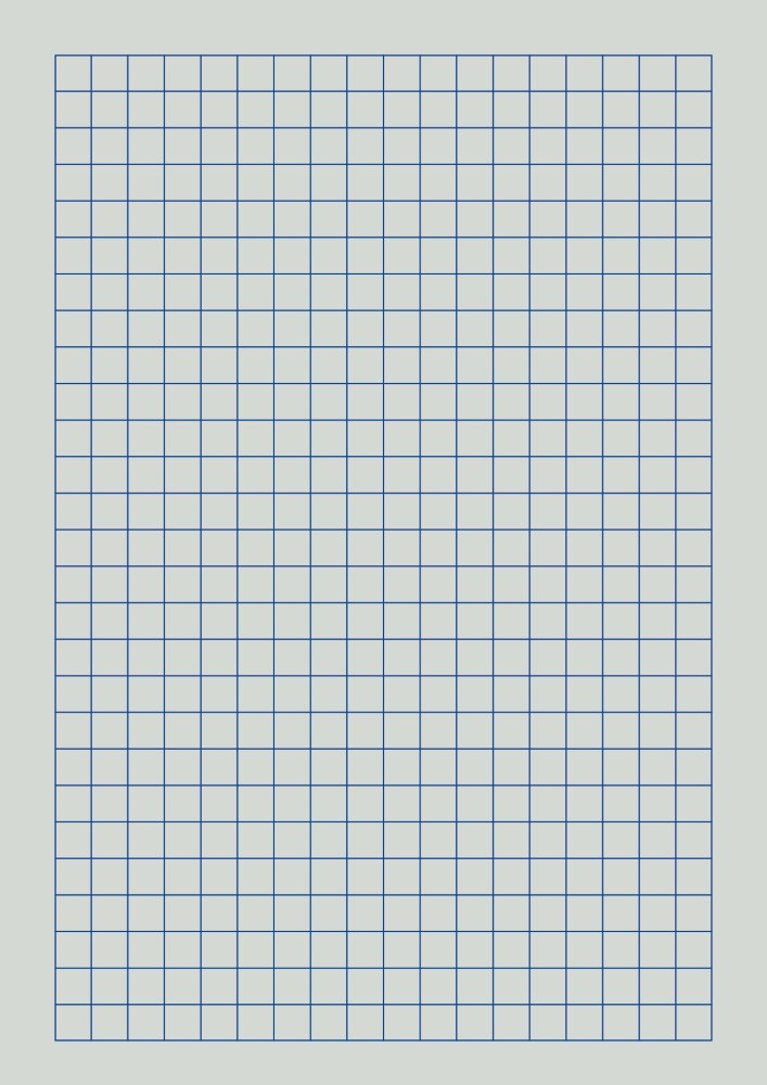 Single A4 sheet of Writer 10mm graph paper with large blue squares filling the page inside a border