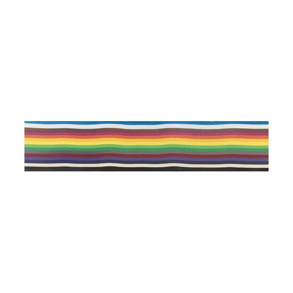 Edge of the Writer Premium A3 cover paper stack showing horizontal stripes of cream, brown, red, orange, yellow, green, blue, violet and black sheets
