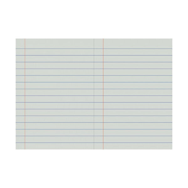 Open book artwork for Writer Premium EB6530 showing single solid blue lines 18mm apart across both pages and a red margin line on each
