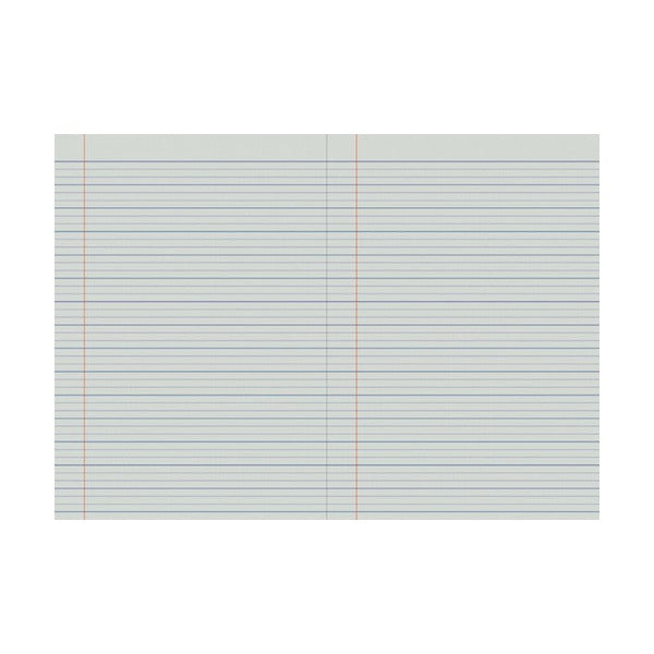 Two facing pages inside Writer Premium EB6514 ruled in 18mm dotted thirds, with dotted guide lines between solid lines and a red margin
