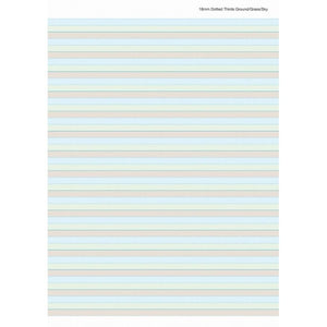 Full A4 page of Writer Premium 18mm ground grass sky ruling with repeating pale blue, green and beige bands and a small label at top right