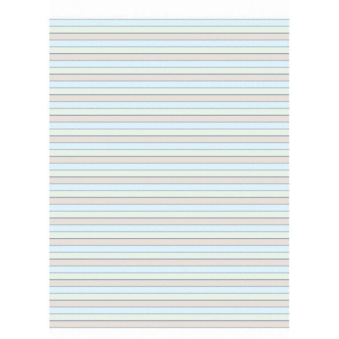 Photo of a Writer Premium 18mm ground grass sky sheet showing the coloured bands and dotted guide lines across an A4 page