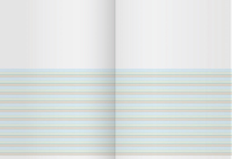 Open Writer Premium EB6620 story book with plain space at the top of each page and pale brown, blue and green ruled bands below