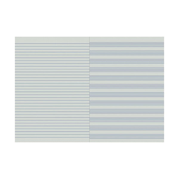 Open Writer Premium EB6547 music book with a ruled left page and a right page printed with five line music staves