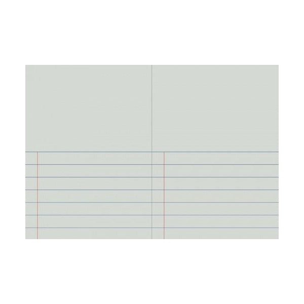 Flat spread for Writer Premium EB6550 with both pages plain in the top half and widely spaced ruled lines with a red margin in the bottom half