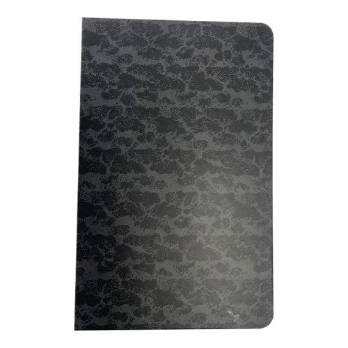 Writer reader cover 270 x 190mm black mottled board with white elastic tie, front view closed