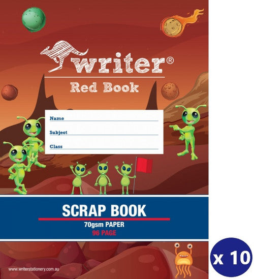 Store photo of the same Writer Red Book scrap book cover with a pack of 10 badge in the lower corner