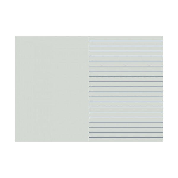 Open Writer light blue botany notebook with a blank left page facing a right page of 12mm blue lines