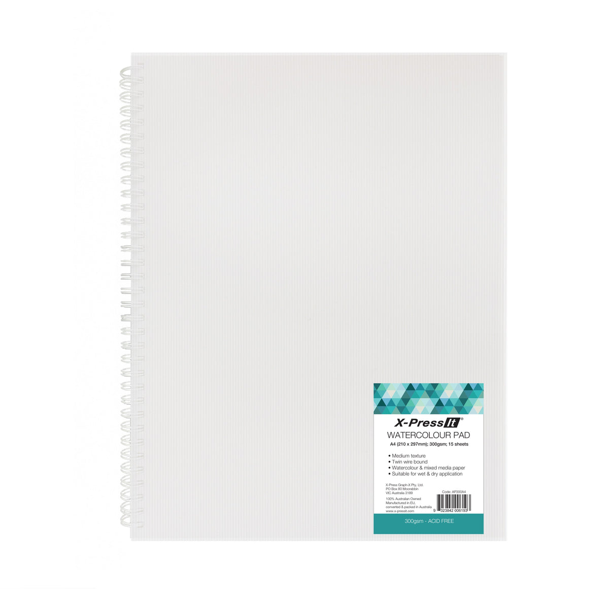 X-Press It Aqua Pad Wire Bound 300gsm A4 pack front
