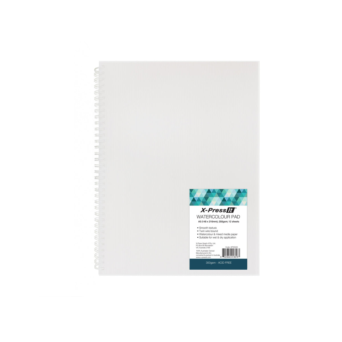 X-Press It Aqua Pad Wire Bound 350gsm A5 pack front