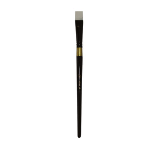 X-Press It Aqua Long Flat brush with white square bristle head, black ferrule, gold band and black handle printed AQUA LF