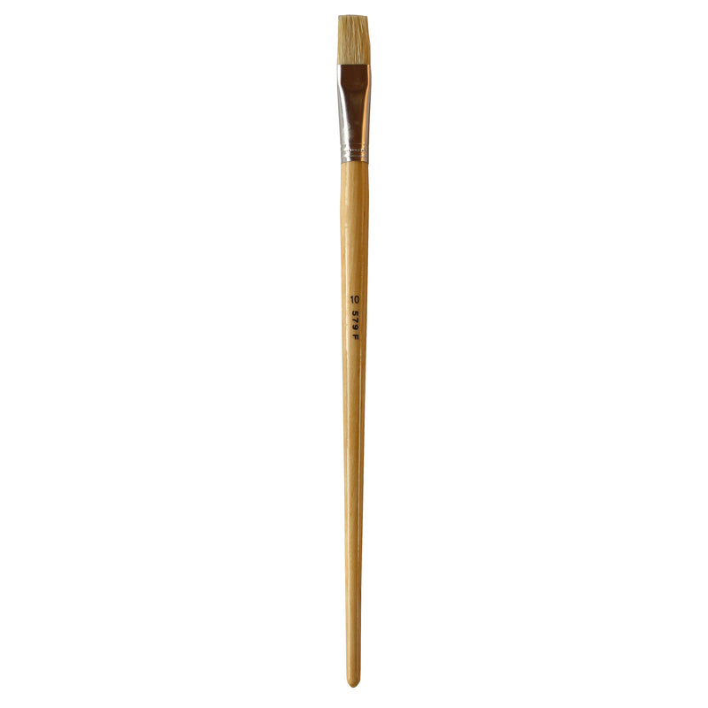 X-Press It hog hair flat brush range image: single brush with natural timber handle and cream bristle, upright on white
