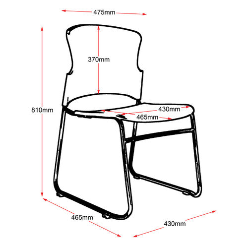 Rapidline Zing PVC Visitor Chair Sled Base Black