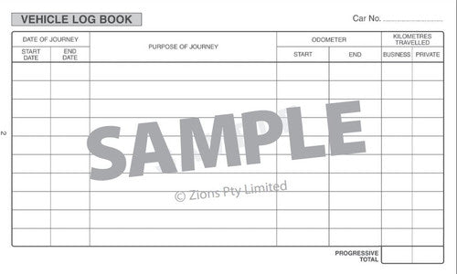 Zions Pocket Vehicle Log Book