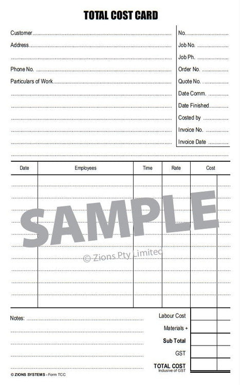 Zions Total Cost Cards