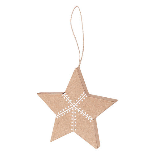 Close-up of Zart 3D star ornament showing 1.5cm depth and white decorative finish