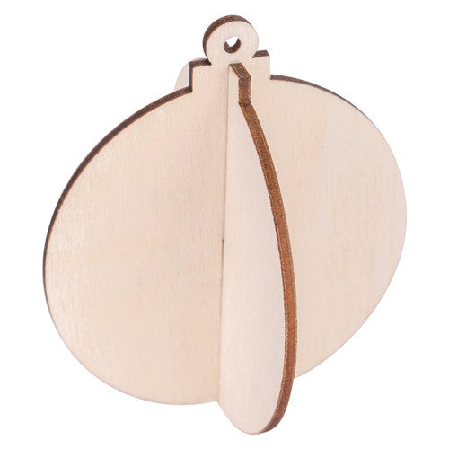 Flat-laid Gift, Bauble and Bell wooden shapes ready for decoration