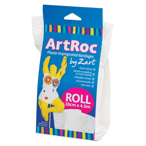 Zart Artroc Plaster Bandages 10cm x 4.5m. Zart Artroc Plaster Bandage roll 10cm x 4.5m shown unrolled on a white surface.