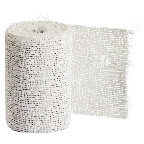 Zart Artroc Plaster Bandages 10cm x 4.5m. Close-up of Zart Artroc plaster-impregnated gauze texture on a 10cm wide bandage roll.