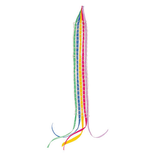Close-up of Zart paper raffia rolls showing 3cm width and colourfast assorted colours suitable for crafts