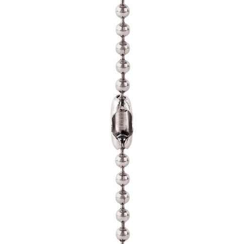 Close-up of 2mm silver bead chain with clasp detail
